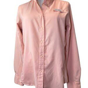Columbia PFG Omni-Shade Peach Pink Long Sleeve Fishing Shirt S Roll Tab Sleeves